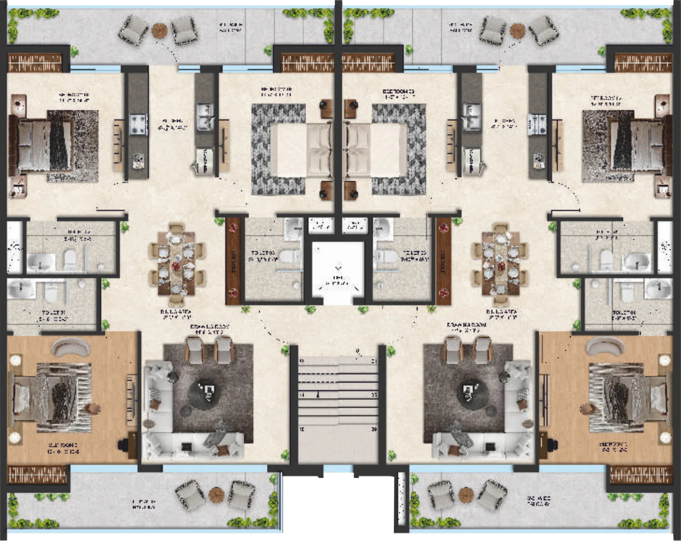 3 BHK floor plan layout
